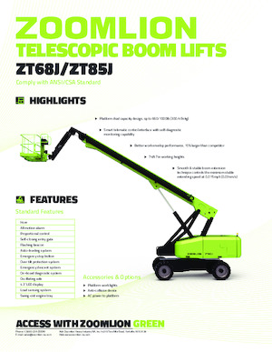 Gumikerekes töretőgémes munkaállványok Zoomlion ZT85J