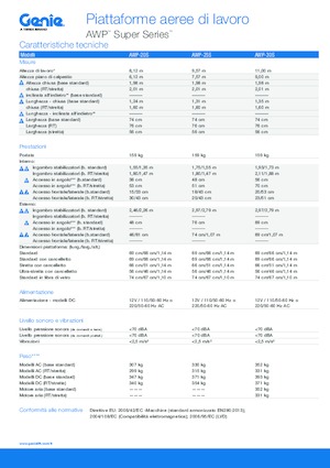Gumikerekes vertikális emelésű munkaállványok Genie AWP 20 S