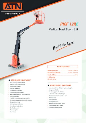 Gumikerekes vertikális emelésű munkaállványok ATN PIAF 12RE