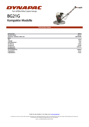 Gyalogkiséretű simítók Dynapac BG 21G