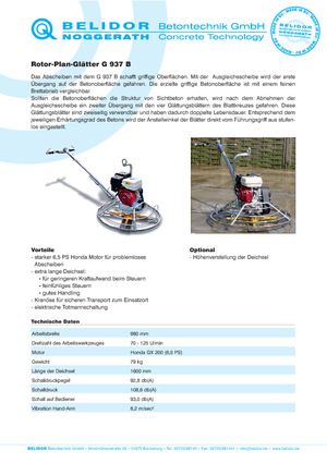 Gyalogkiséretű simítók Belidor-Noggerath G 937 B