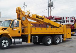 Teleszkópgémes személyemelők Tehergépkocsira szerelt teleszkópos munkaállványok Elliott Equipment I85F HiReach