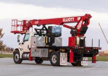Tehergépkocsira szerelt teleszkópos munkaállványok Elliott Equipment L65R HiReach