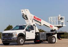 Tehergépkocsira szerelt teleszkópos munkaállványok Elliott Equipment V63 HiReach